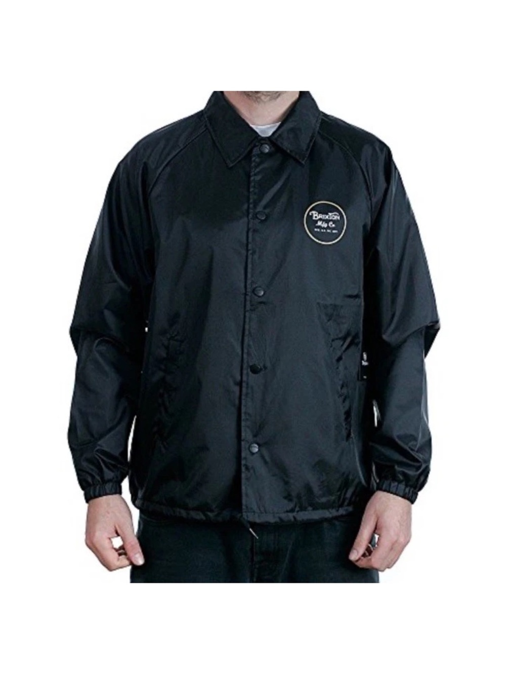 Brixton Wheeler Windbreaker Coach Jacket Black Gold Logo Men’s M Skate Surf